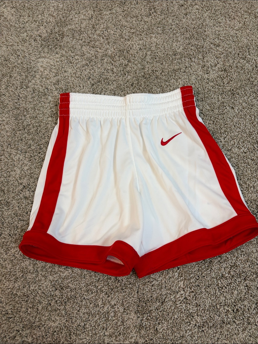 Nike White Athletic Shorts with Red Trim